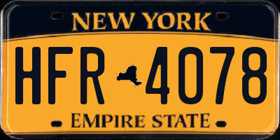NY license plate HFR4078