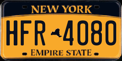 NY license plate HFR4080