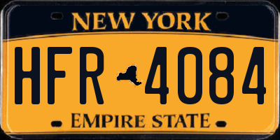NY license plate HFR4084