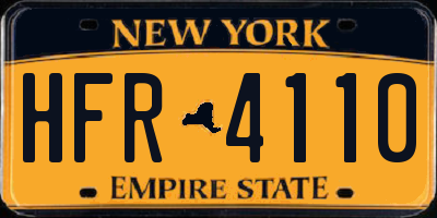 NY license plate HFR4110