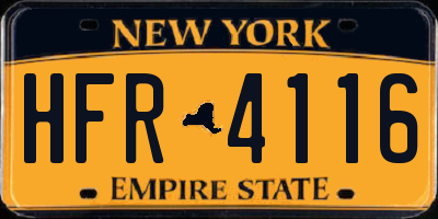 NY license plate HFR4116