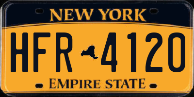 NY license plate HFR4120