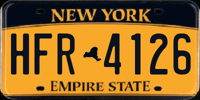 NY license plate HFR4126