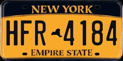 NY license plate HFR4184