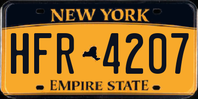 NY license plate HFR4207