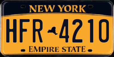 NY license plate HFR4210