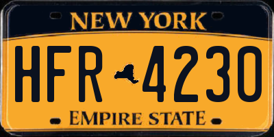 NY license plate HFR4230