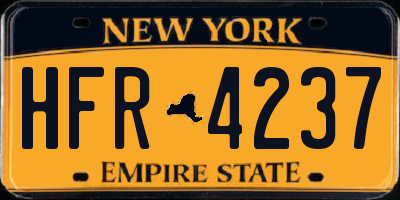 NY license plate HFR4237