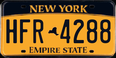 NY license plate HFR4288