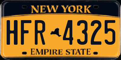 NY license plate HFR4325