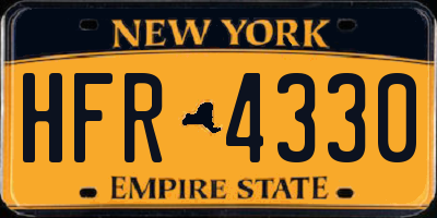 NY license plate HFR4330