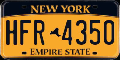 NY license plate HFR4350