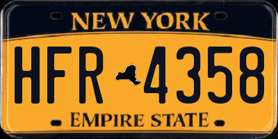 NY license plate HFR4358