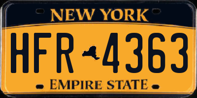 NY license plate HFR4363