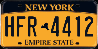 NY license plate HFR4412