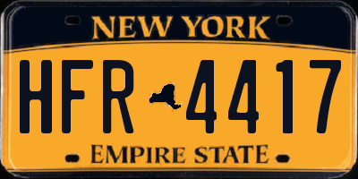 NY license plate HFR4417