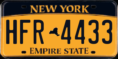 NY license plate HFR4433