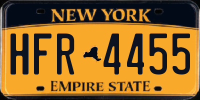 NY license plate HFR4455