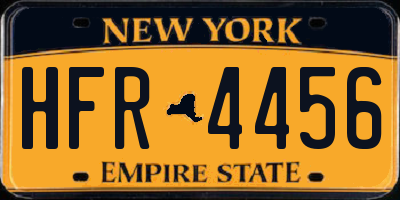 NY license plate HFR4456