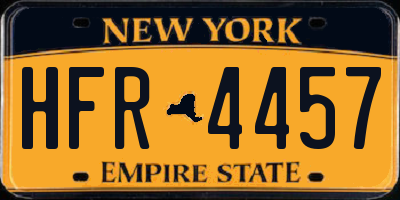 NY license plate HFR4457