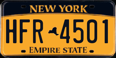 NY license plate HFR4501