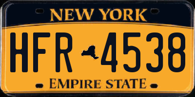 NY license plate HFR4538