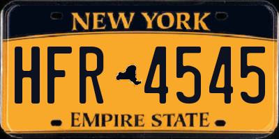 NY license plate HFR4545