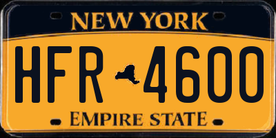 NY license plate HFR4600