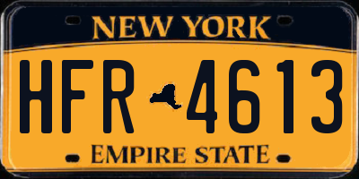 NY license plate HFR4613