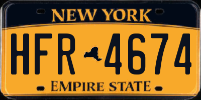 NY license plate HFR4674