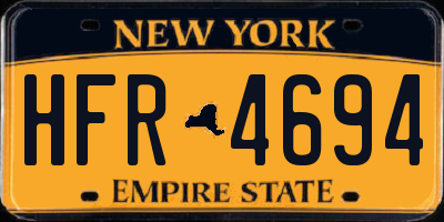 NY license plate HFR4694