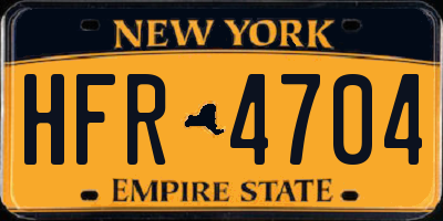 NY license plate HFR4704