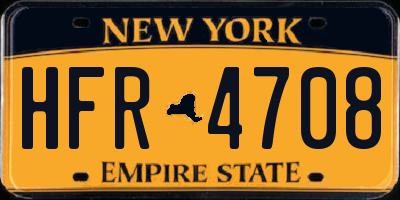 NY license plate HFR4708