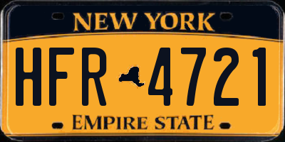 NY license plate HFR4721