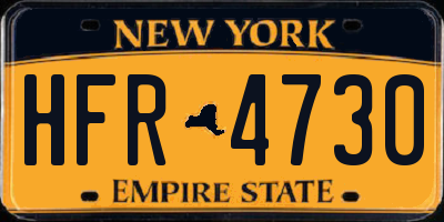 NY license plate HFR4730