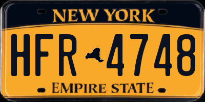 NY license plate HFR4748