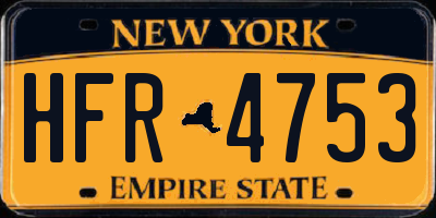 NY license plate HFR4753