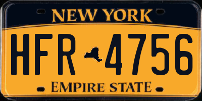 NY license plate HFR4756