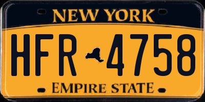 NY license plate HFR4758