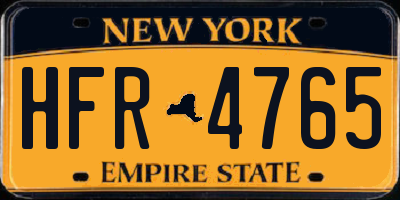 NY license plate HFR4765