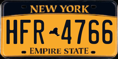 NY license plate HFR4766