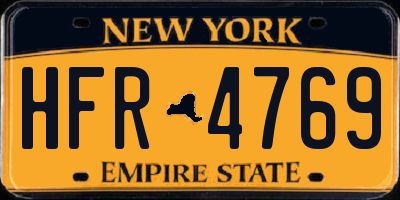 NY license plate HFR4769