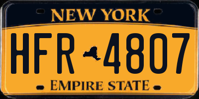 NY license plate HFR4807