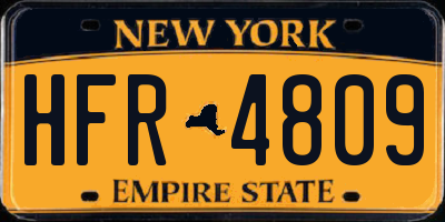 NY license plate HFR4809