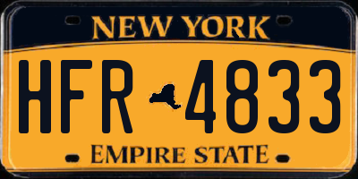 NY license plate HFR4833