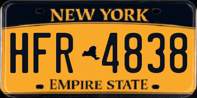NY license plate HFR4838