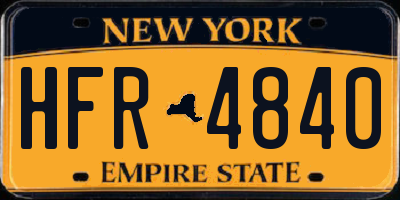 NY license plate HFR4840