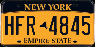 NY license plate HFR4845