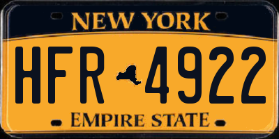 NY license plate HFR4922