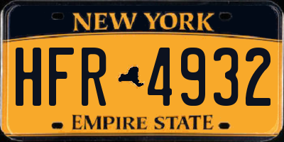 NY license plate HFR4932